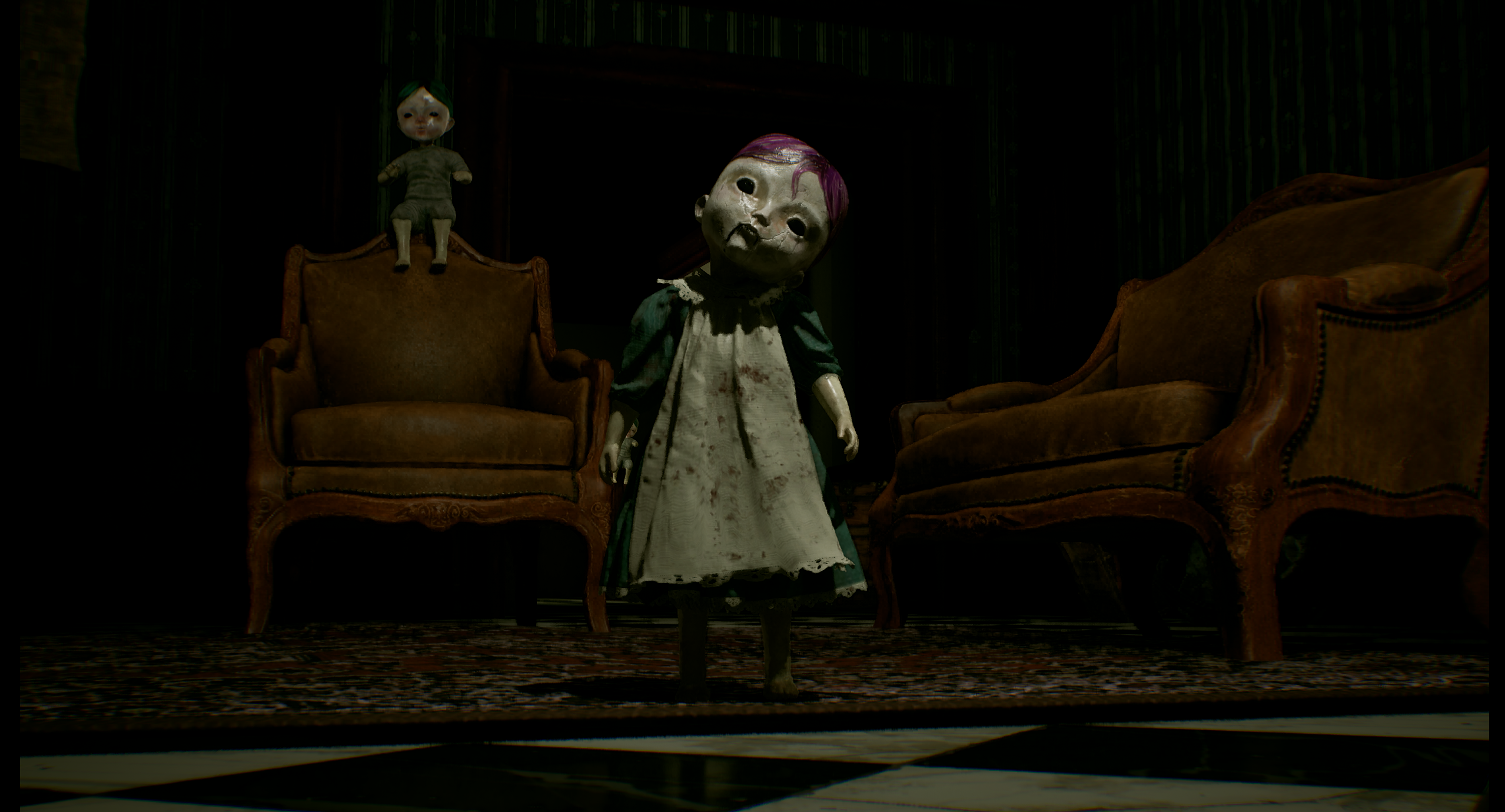 Doll with a mask coming loose - Porcelana